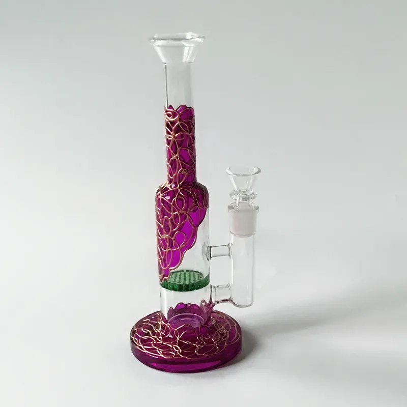 Favor Neweast Mor Cam Bong Percoil Dab Teçhizat Heady Cam 14.5mm Eklem Cam Su Borusu Küçük Bongs WP533