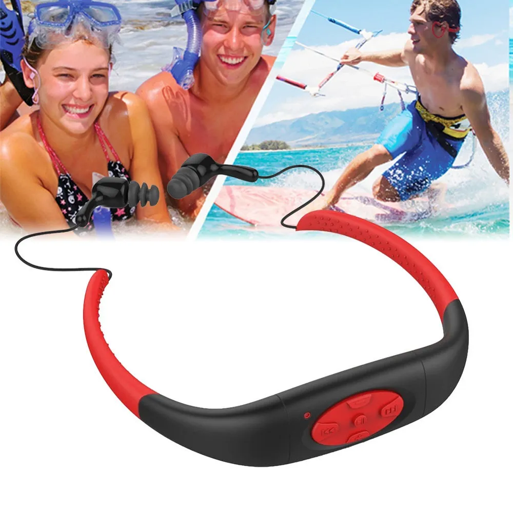Sport Impermeabile 8GB Nuotata Immersioni subacquee Lettore MP3 Radio FM Cuffie auricolari Nuovo lettore musicale MP3 impermeabile da 8GB