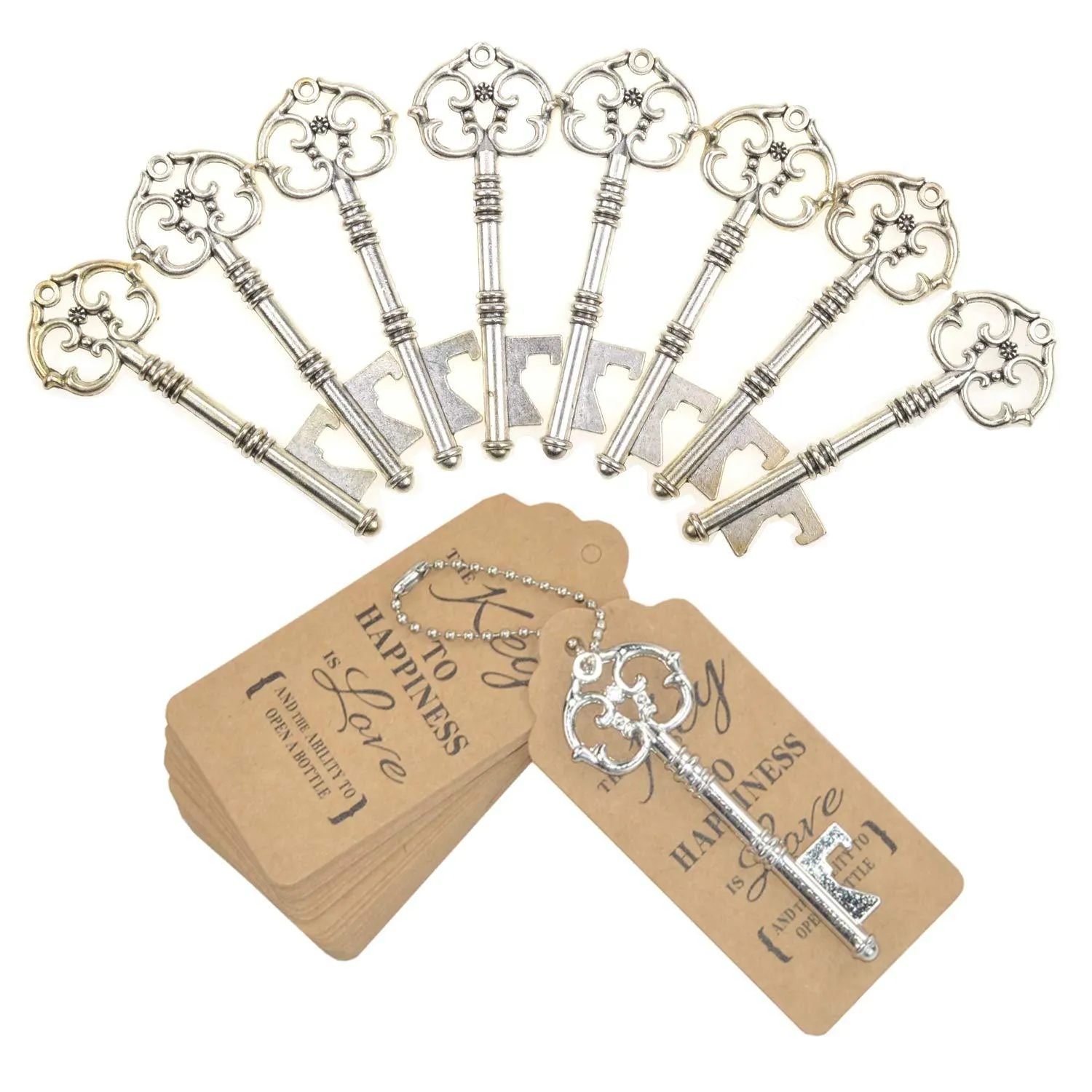 Ślub Favors Vintage Decoration Wisiorki Key Butelka Otwieracz Piwo Retro Party Małe prezenty dla Gości Srebrny Stary Moda