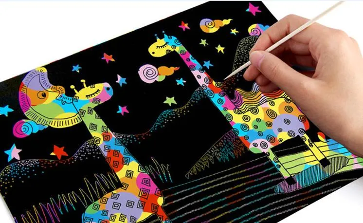 Scratch Art Note Books for Kids, Scratch Art Paper Rainbow Magic Scratch Art Books for Children, Colored Scratch Art Notebooks with Wooden Pen