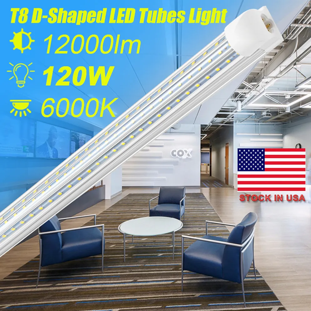 Sunway-CN, V-formad + D-formad 4FT 8FT Kylare dörr LED-rör T8 Integrerade LED-rör Triplex Row LED-lampor 85-265V lager i USA