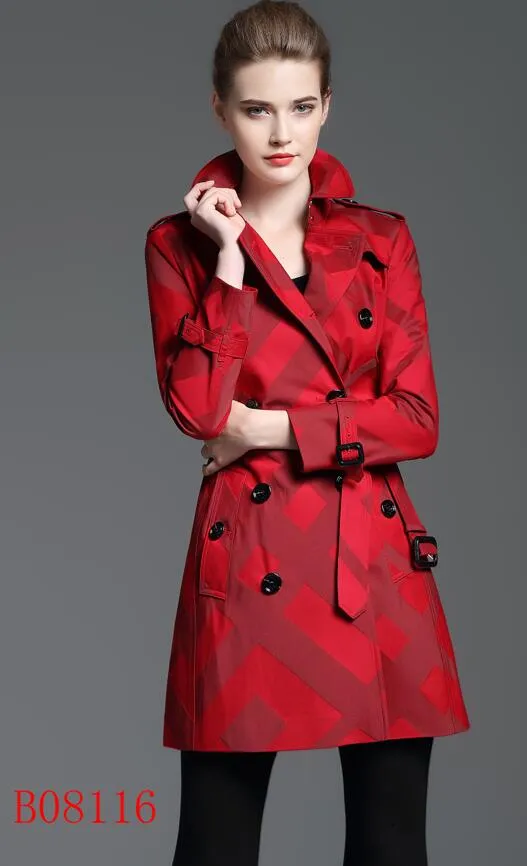 NEW! women fashion british middle long spring trench coat/high quality brand designer double breasted trench for women size S-XXL 3 colors