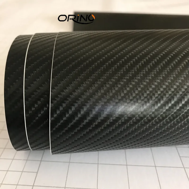 Classic Black 4d Carbon Fiber Vinyl Wrap Film 4d Carbon Car Wrap Folie med luftbubbla Fri storlek 1,52x30m / Roll