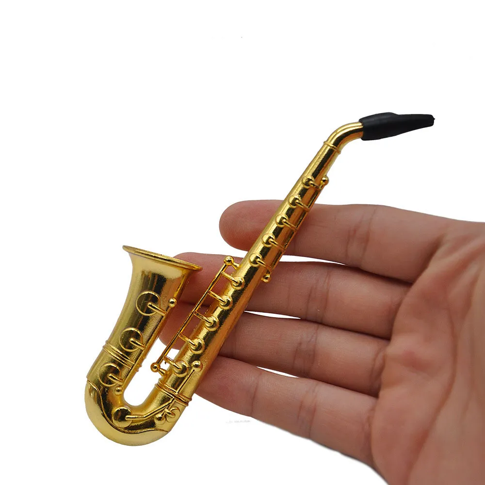 Mini Saxophone Portable Pipes Smoking Avec Filtre Argent Écran