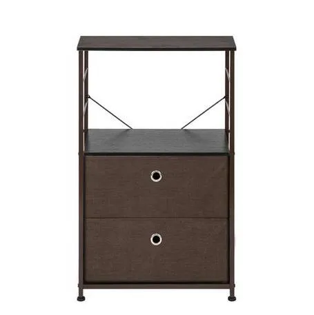 Free shipping Wholesales Nightstand 2-Drawer Shelf Storage/Bedside Dresser/Accent End Table Chest Brown