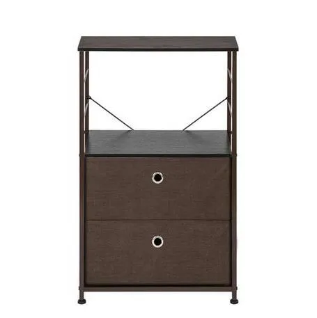 Frete grátis grosso Nightstand 2-gaveta prateleira de armazenamento / cabeceira Dresser / Accent final tabela Peito Brown