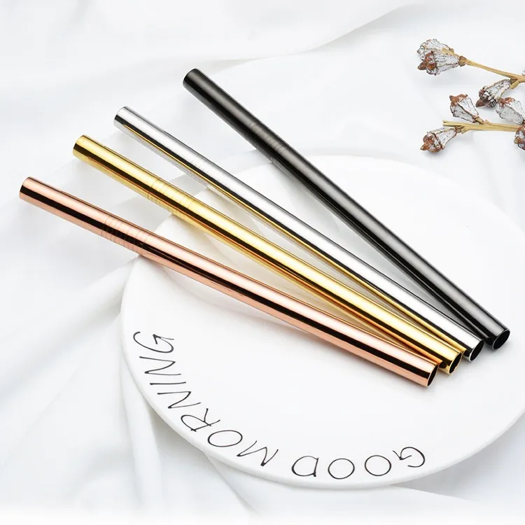 Colorful Wide Straws Stainless Steel Bubble Tea Straws Reusable Beer Fruit Juice Drinking Straws 12mm WB18