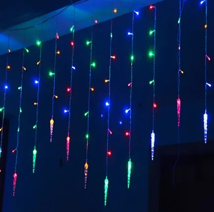 4 متر * 0.7 متر 100 led iceces الستائر أضواء عيد الميلاد الصمام جليد سلسلة من أضواء الجنية للمنزل أمسية الزفاف ديكورات ac220v / 110 فولت
