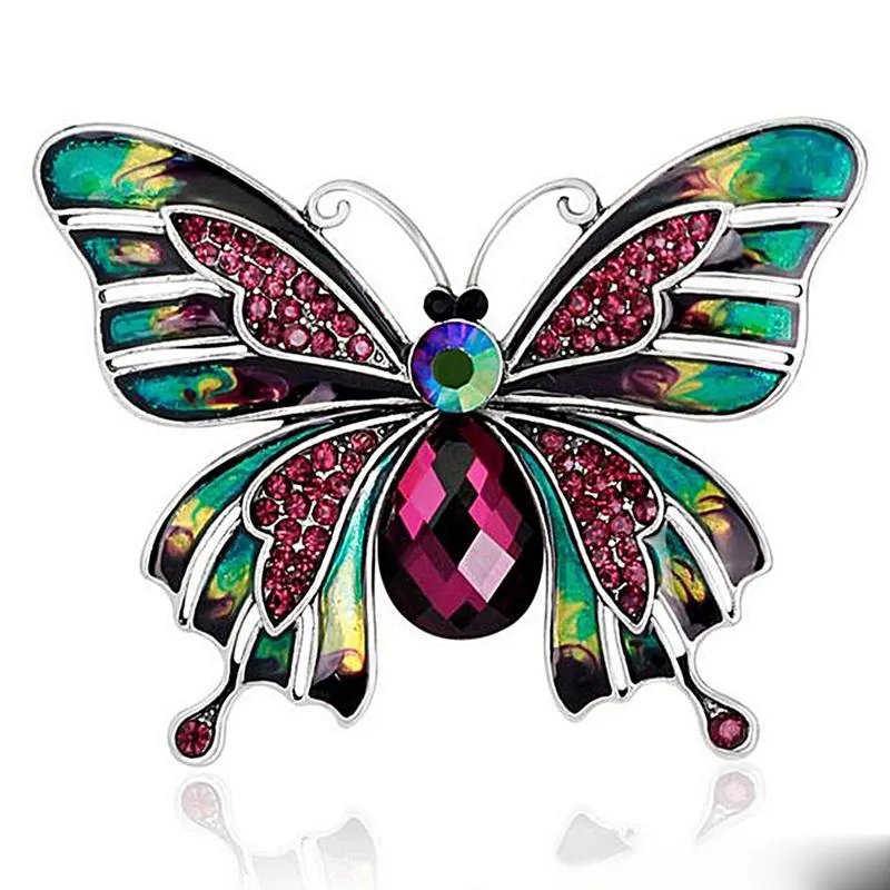Butterfly Brosch Crystal Diamond Pins Luxury Designer Broscher Zink Alloy Rhinestone Fashion Women Insect Sweater Pins Cloth Tillbehör