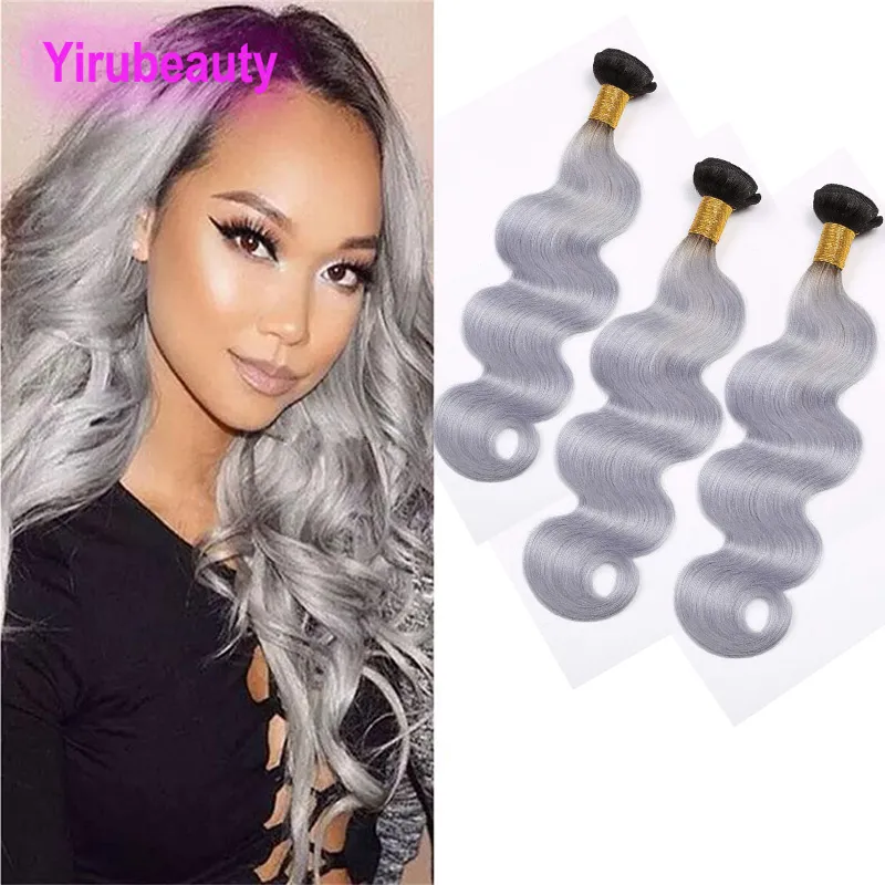 Yirubeauty Peruvian Virgin Human Hair Bundles 3 Pack 1B/Grey  display picture 2
