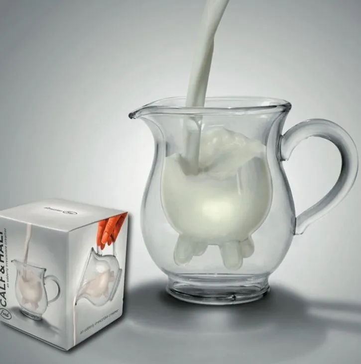 Cute Milk Mug Double Layer Heat-resistant Water Juice Coffee Glass Cups For kids Milk Drink mug KKA7914