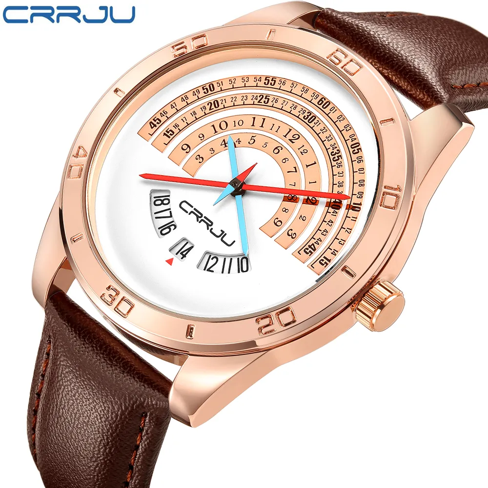 Crrju Men Luxury Sports Leathers Watch