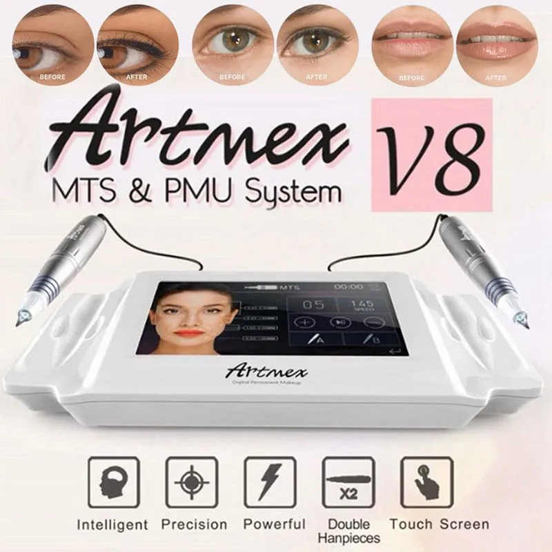 Mais recente Maquiagem Permanente digital Artmex V8 touch Máquina de Tatuagem Eye Brow Lip Rotary Caneta MTS PMU System Dermapen