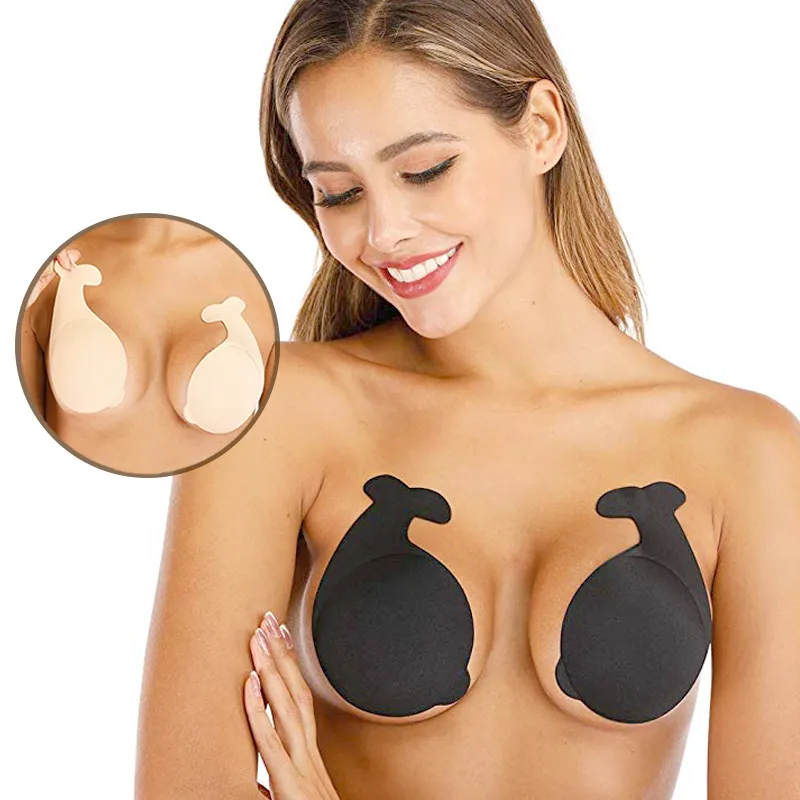 Adhesive Bra Lift -Reusable Stick on Bra Nipple Covers Self Silicone  Braless Bra Inserts Push Up,Double (Khaki, S) at  Women's Clothing  store