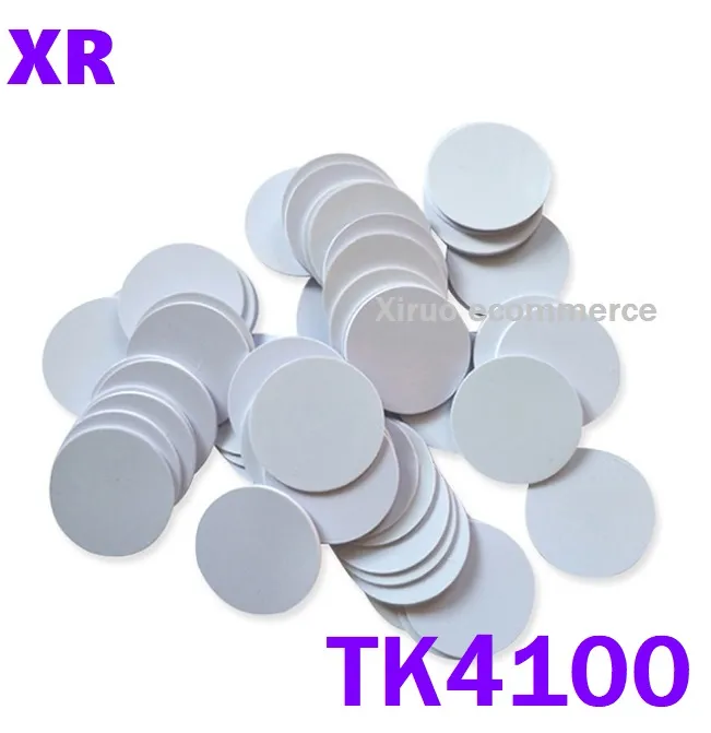 TK4100 (EM4100) Alleen-lezen RFID Smart ID 125KHZ Tags Waterdichte 25mmx1mm PVC Muntstukkaarten Sticker met ADHSIVE in Access Control 125khz