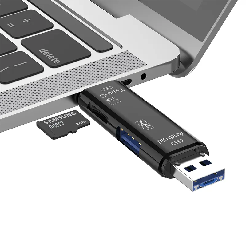 5 in 1 adattatore del lettore di schede di memoria per USB 3.0 Tipo C / USB / Micro USB adattatore SD TF della scheda di memoria del lettore di OTG 2019 nuovo arrivo