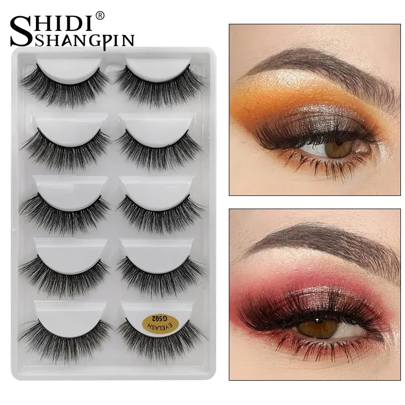 Wholesale 5 Pairs 3D Mink Lashes Natural Long Faux Mink Eyelashes Makeup Fully Wispy False Eyelashes Extension Fake Lashes Maquillaje Faux Cils