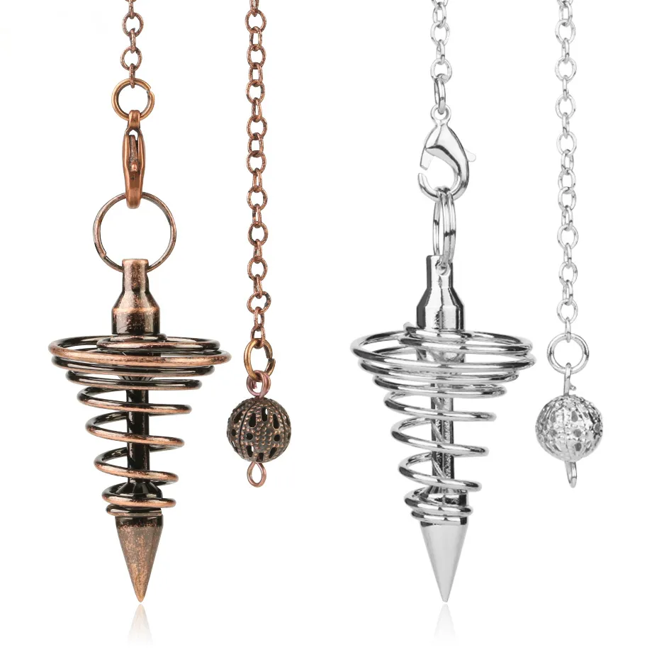 JLN Metal Dowsing Pendulum Balance Reiki Cone Shape Charm Gold Red Copper Platinum Rose Gold Plated Pendant For Divination Meditation