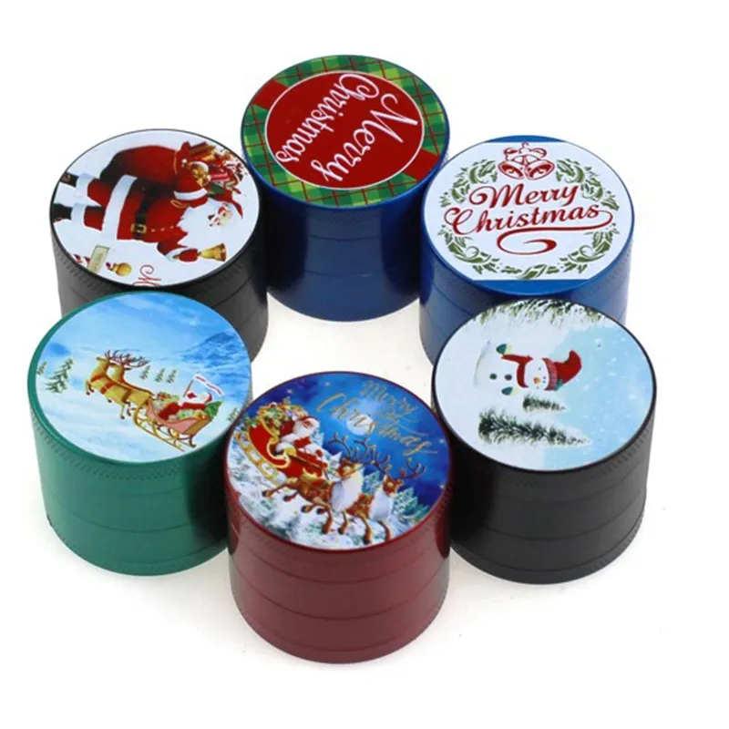 Cartoon Christmas Herb Grinder 4 Delen 40mm Diameter Zinklegering Slijpmachines Tabaks Rook Sigaretten Detector Slijpen Droog Herb Tabak Crusher