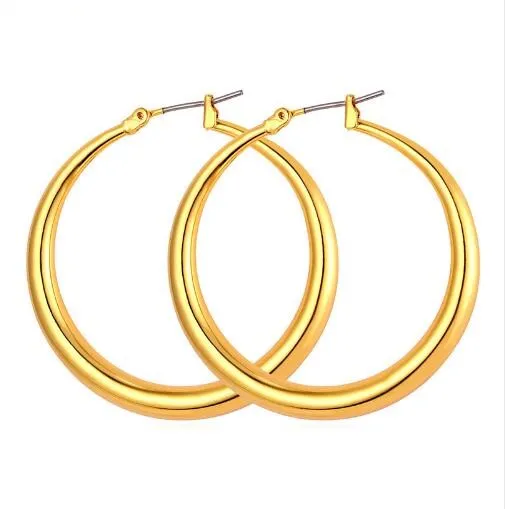 Big Size Style Large Hoop Earrings For Women Fashion 18K Real Gold Plated Basketball Wives Simple High Quality Jewelry E6391