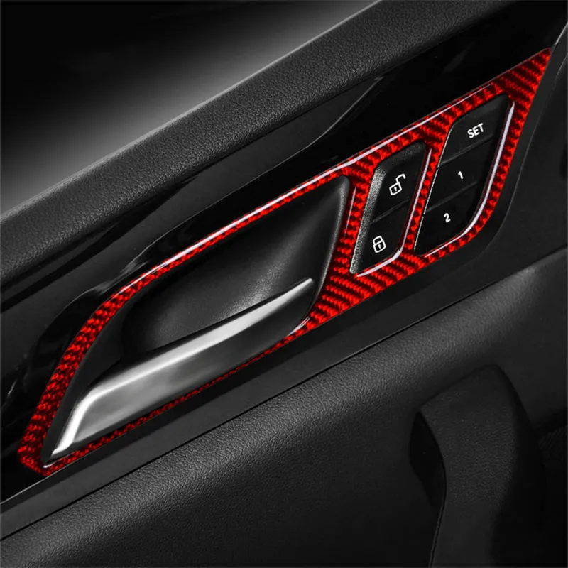 Carbon Fiber Door Handle Decoration Frame Stickers Trim For BMW G01 G02 X3 X4 2018-2020 LHD Car Styling Interior Accessories