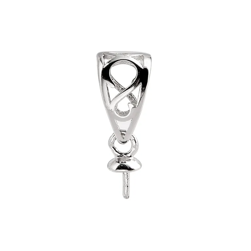 Pingente Bail Pearl Configurações Fine Jóias DIY S925 Conector Pequeno Charme 925 Sterling Silver 10 Peças