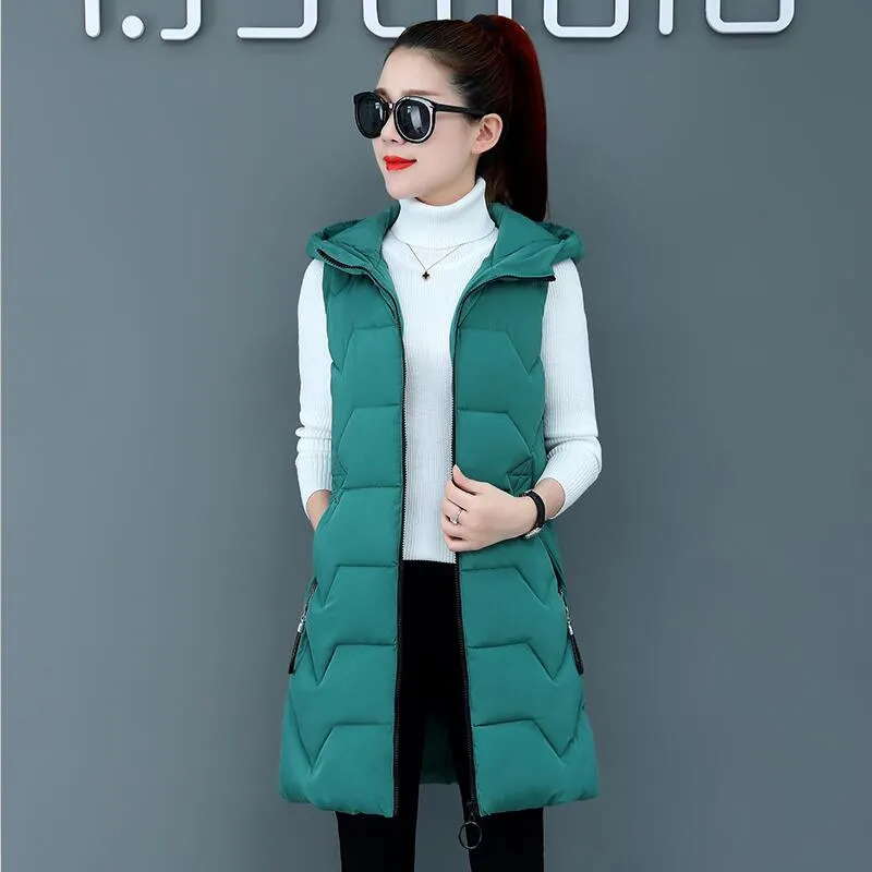 2019 Women s Sleeveless Long Vest Slim Fit Waistcoat Jacket for Spring Autumn Black Female Outerwear