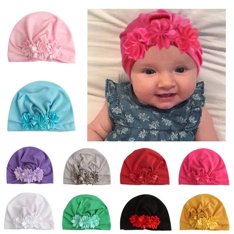 Newborn Baby Hats Flower Tie Hedging Caps Infant Girls India Hats Boy Autumn Winter Caps 4M 6T