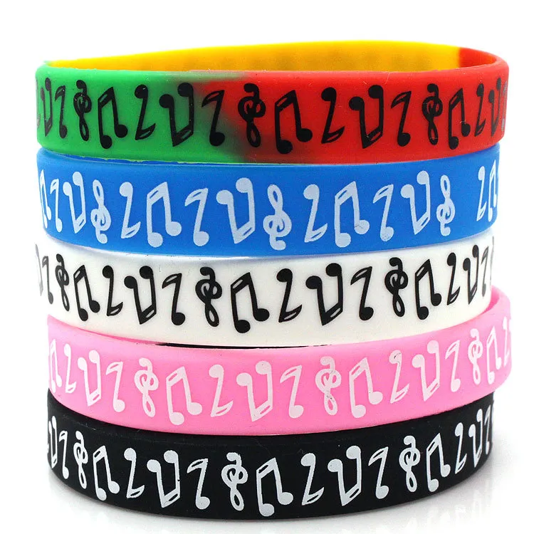 Free Shipping 50PC New Design Classic Logo Music Note Silicone Wristband Bracelet for Student Multicolor Hot!