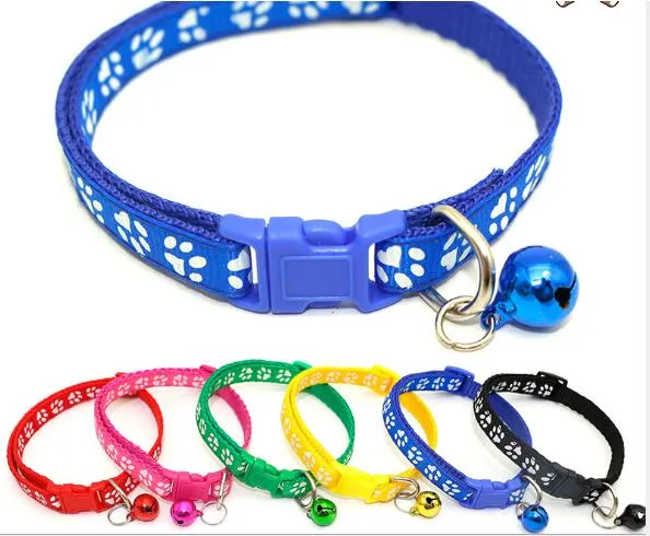 Pet dog collar pet footprint dog bell collar cat head button footprint collar W1275