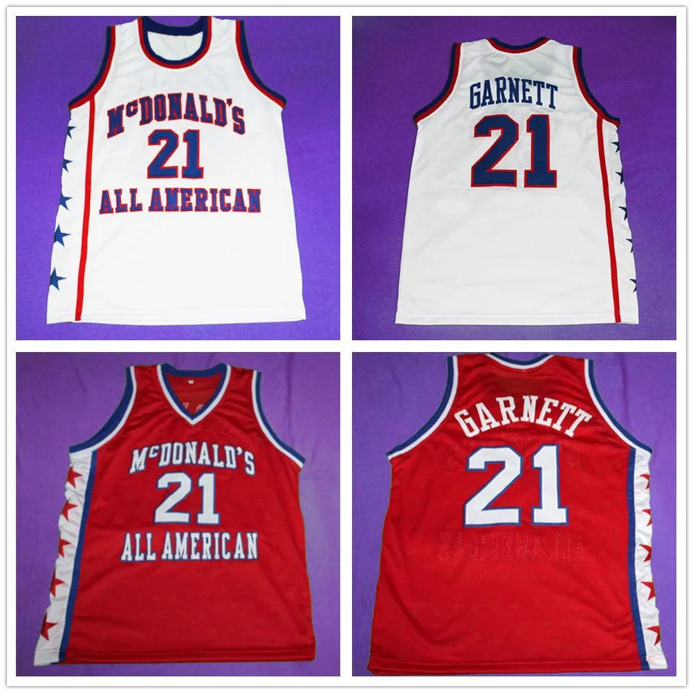 McDonald's All Retro American Kevin Garnett # 21 الرجعية كرة السلة جيرسي الرجال مخيط رقم العرف اسم الفانيلة