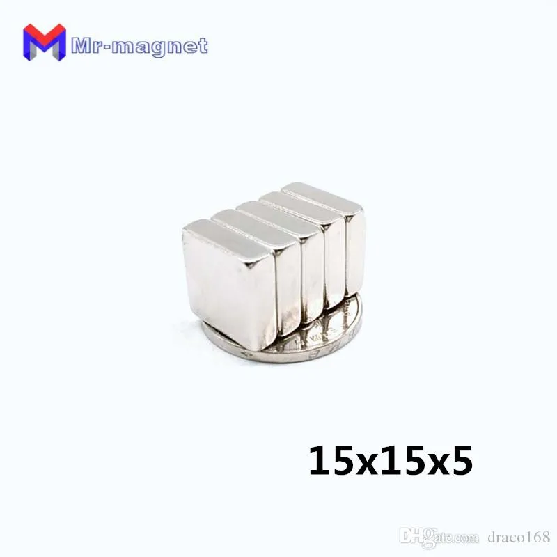 10 stks N35 15x15x5 15 * 15 * 15 mm Sterkere Neodymiummagneten Cuboid Lesmagneetband Zeldzame Aarde Magneten Counter Super Krachtige Sterke Sterke 2022