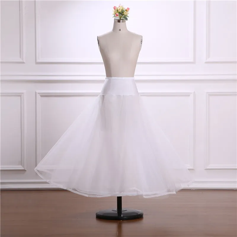 A-line Long Tulle Petticoats for Wedding Dress Crinoline Petticoat Underskirt One Layer Hoop Knitted White Skirt Rockabilly