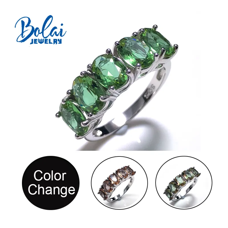 Bolaijewelry, Zultanite anneaux 925 sterling sliver créé changement de couleur bijoux de pierres précieuses pour les femmes portent tous les jours beau cadeau CJ191205