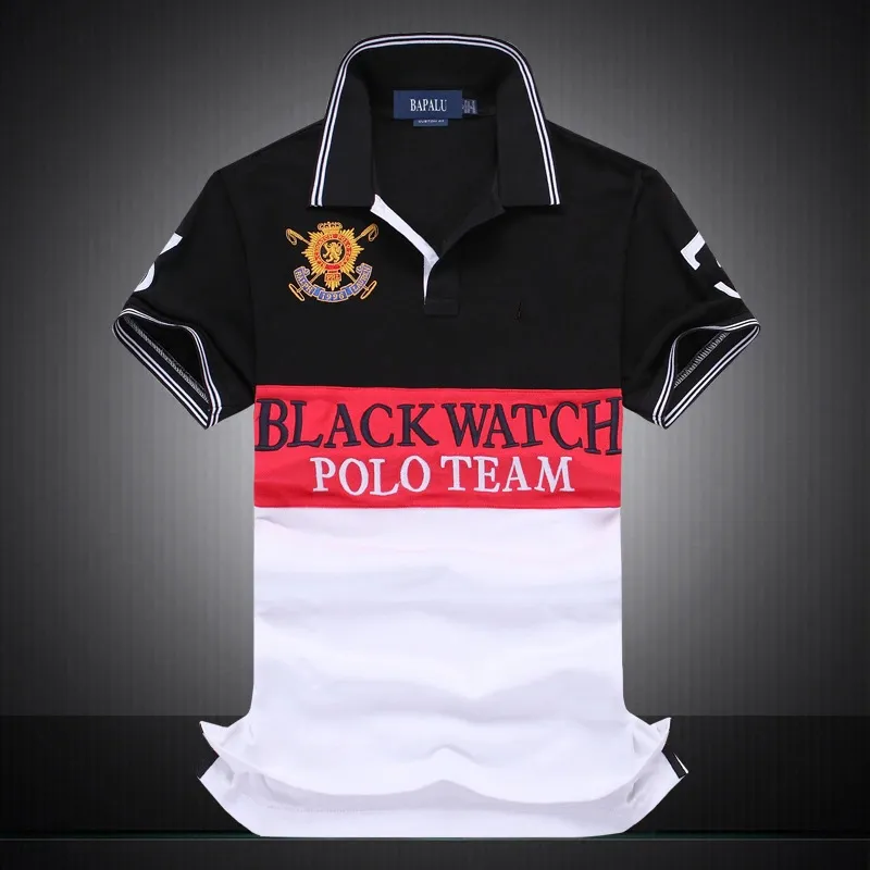 Fashion-discounted PoloShirt men Short Sleeve T shirt Brand polo shirt men Dropship Cheap Best Quality black watch polo team Free Shipping