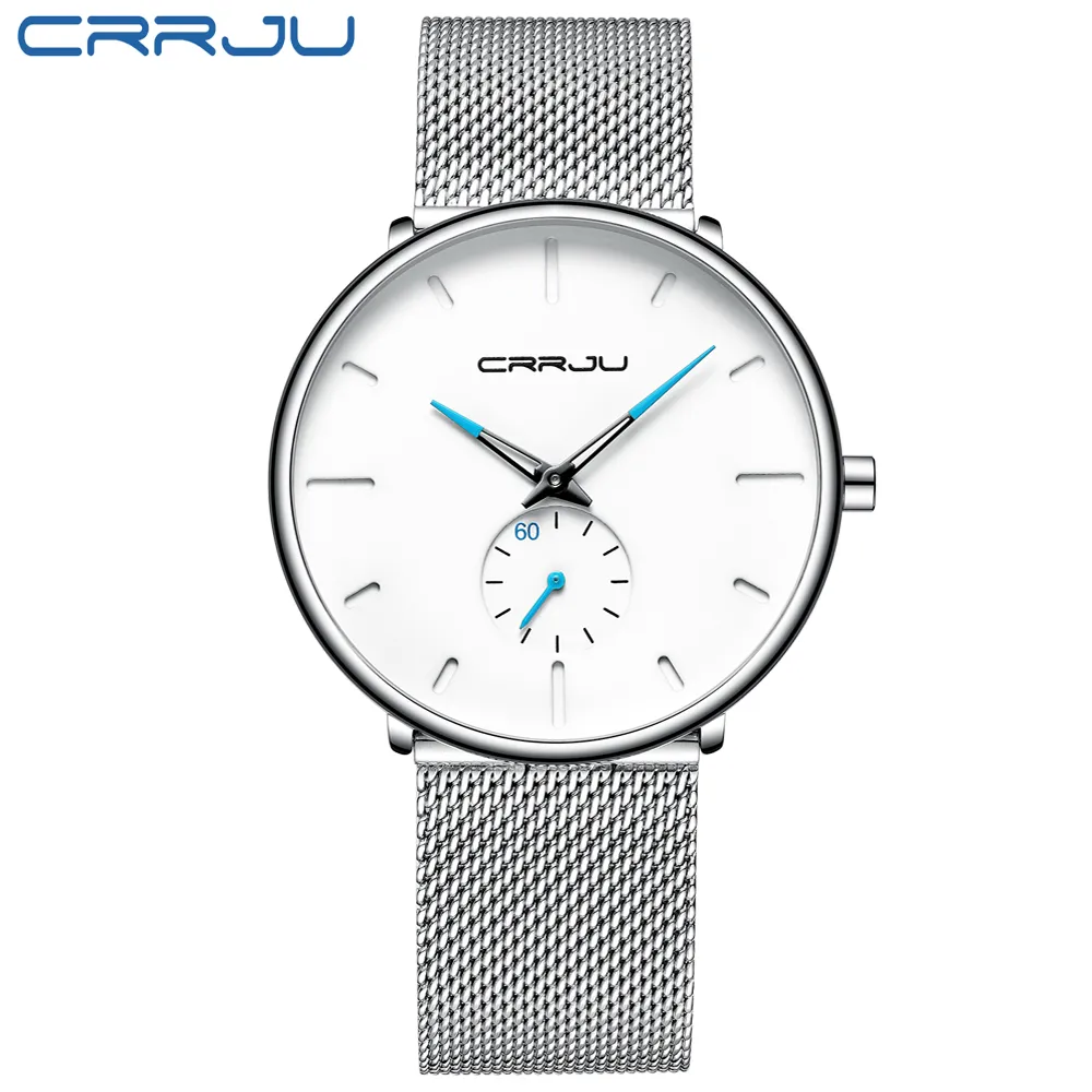 CRRJU Mens Watches Top Brand Luxury Black Quartz Men Watch Drop Mesh Strap Casual Sport Male Relogio Masculino 2150