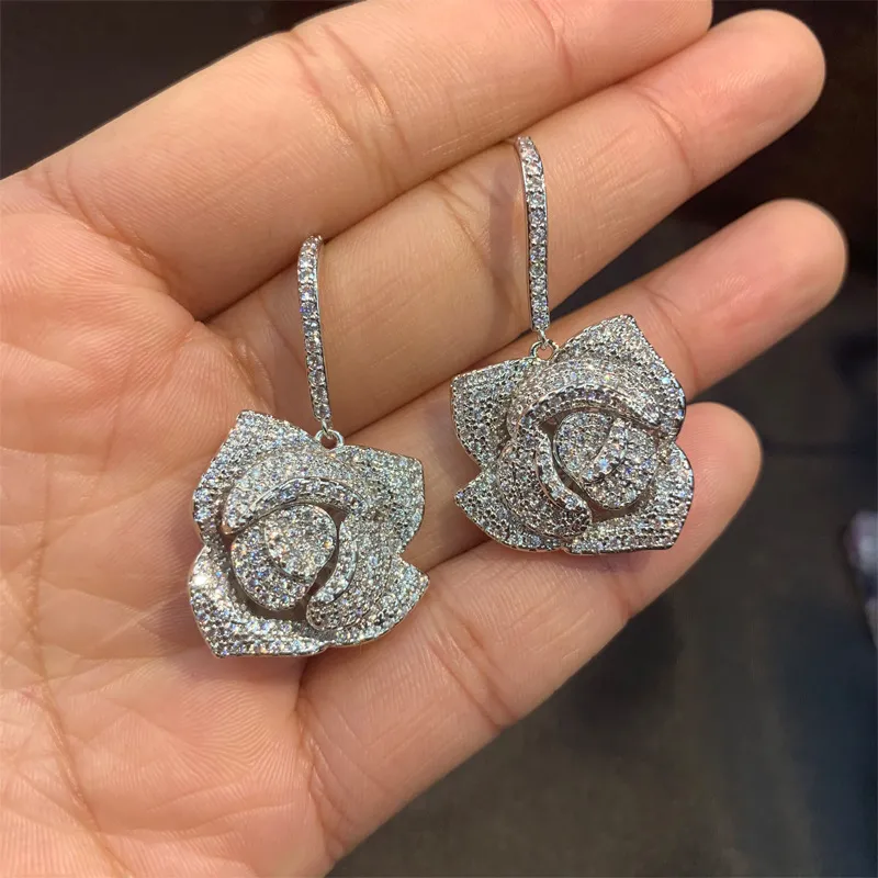 Inateannal Vintage Cristallo Croce Orecchini Argento Strass Croce