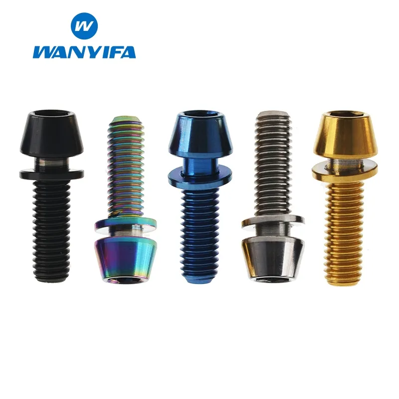 Wanyifa Titanium Bolts M5x16 M5x18 M5x20mm Conical Head Screws with Washer for Bicycle Stems