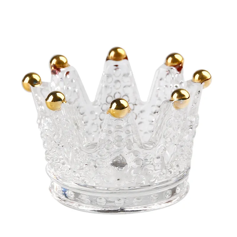 Titulaire de la fête de mariage décor de qualité supérieure à la main cristal artificiel verre couronne bougeoir décoration de la maison Bijoux anneau de stockage tasse DHL