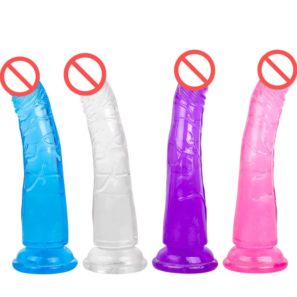 Erotische zachte jelly dildo realistische anale dildo strapon grote penis zuignap speelgoed voor volwassenen seksspeeltjes voor vrouw j1735