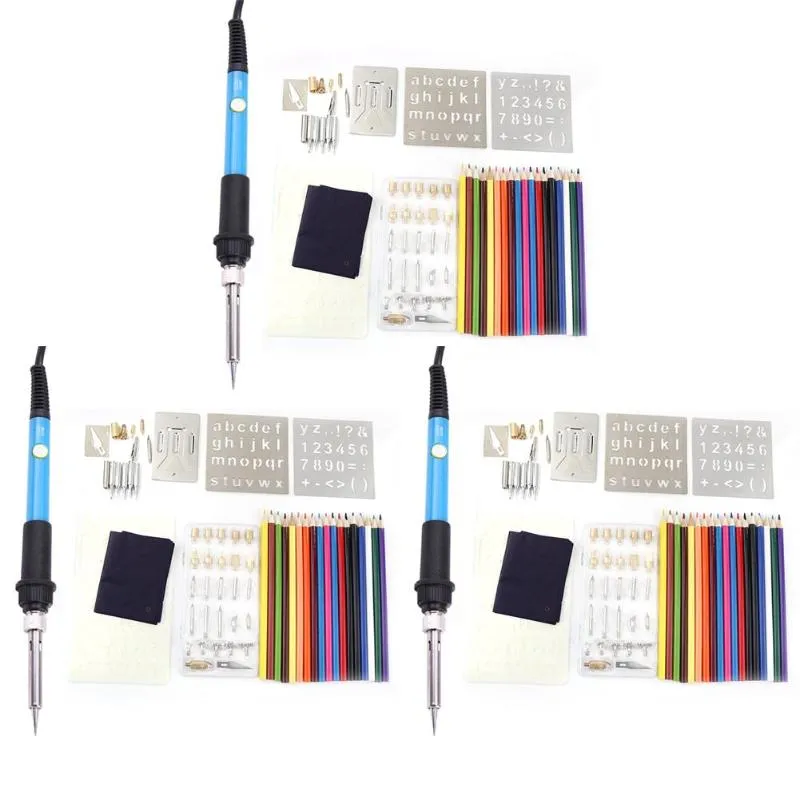 77pcs 60W Saldatore a Legna Kit Portatile di Piccole Dimensioni Regolabile Intaglio Pirografia Strumento per Cucurbita Pirografia