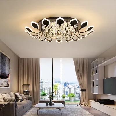 Superfície de Cristal Montado Moderno Lustre led para sala de estar sala de estudo quarto branco / Preto cor deco home Chandelier