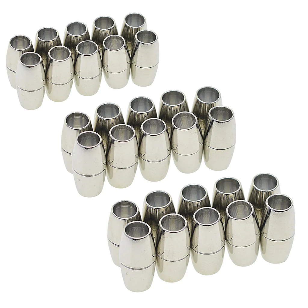 30 Set Barile Chiusura magnetica Connettore Fibbia Tappo terminale del cavo Creazione di gioielli Risultati per Collana braccialetto Kumihimo fai da te 4/5/6mm