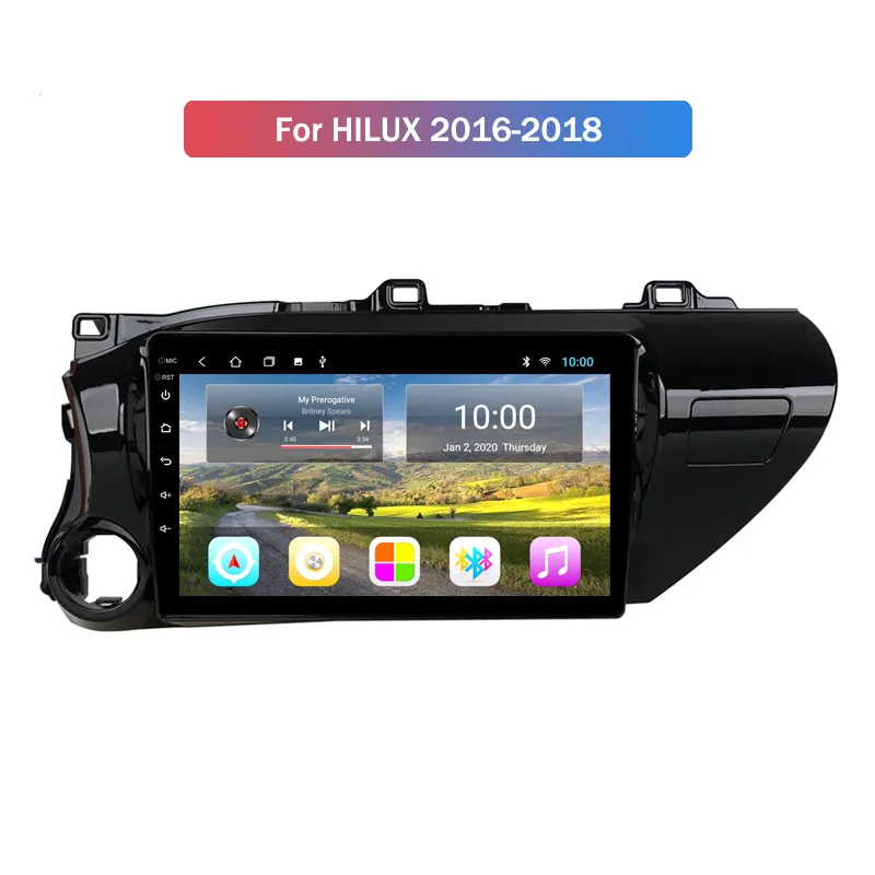 2G RAM 9 pouces Android 10 Système de divertissement vidéo complet pour TOYOTA HILUX 2016-2018