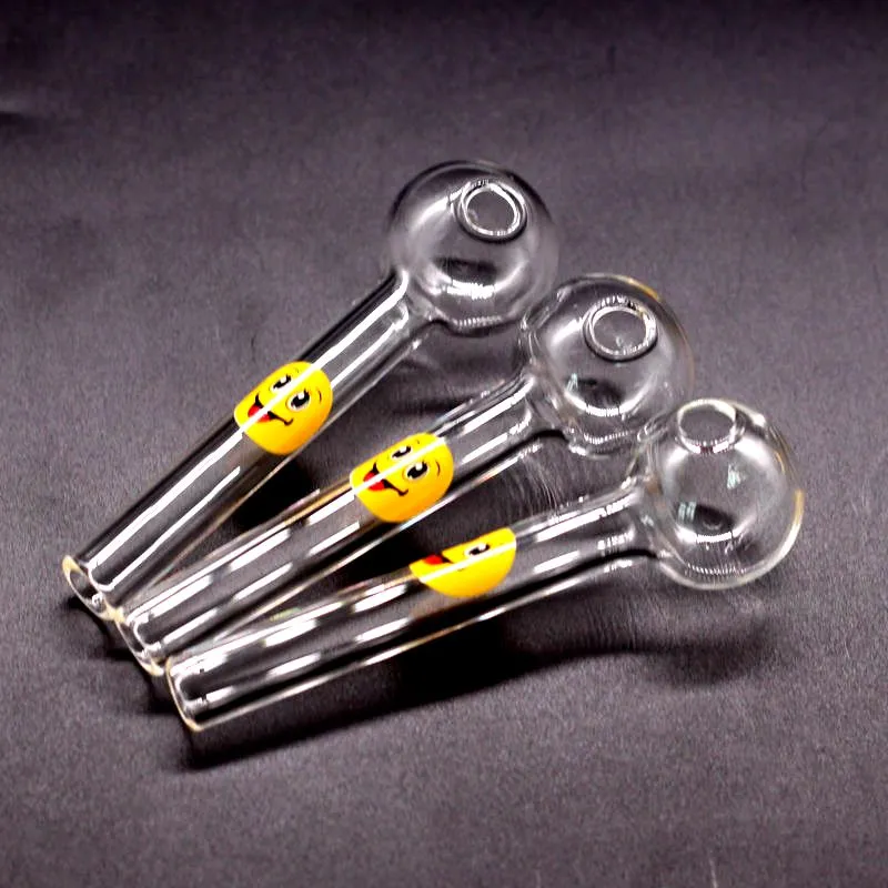 4 Inch Funny Hand Pyrex Glass Oil Burner Smoking Pipes With Smile Logo Tobacco Accessories Hookah Pipe GD15