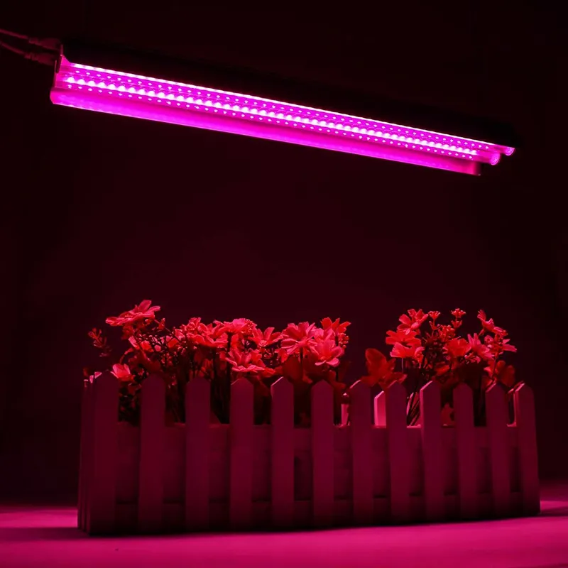 LED cresce tubo de luz, espectro completo, saída alta, lâmpada integrada T8 + luminária, luzes de plantas para plantas internas, tubo de forma 2ft-8ft d