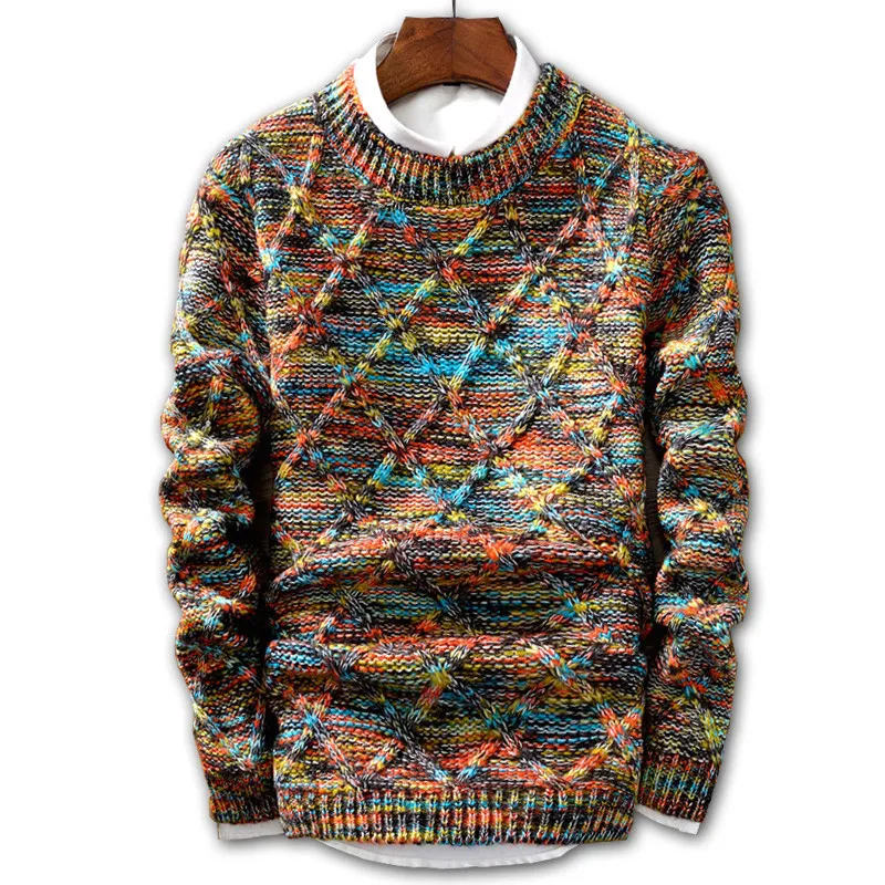Sweater Men Brand fashion Pullover Multicolour Sweater Male O-Neck stripe Slim Fit Knitting Mens Sweaters Man Pullover Men