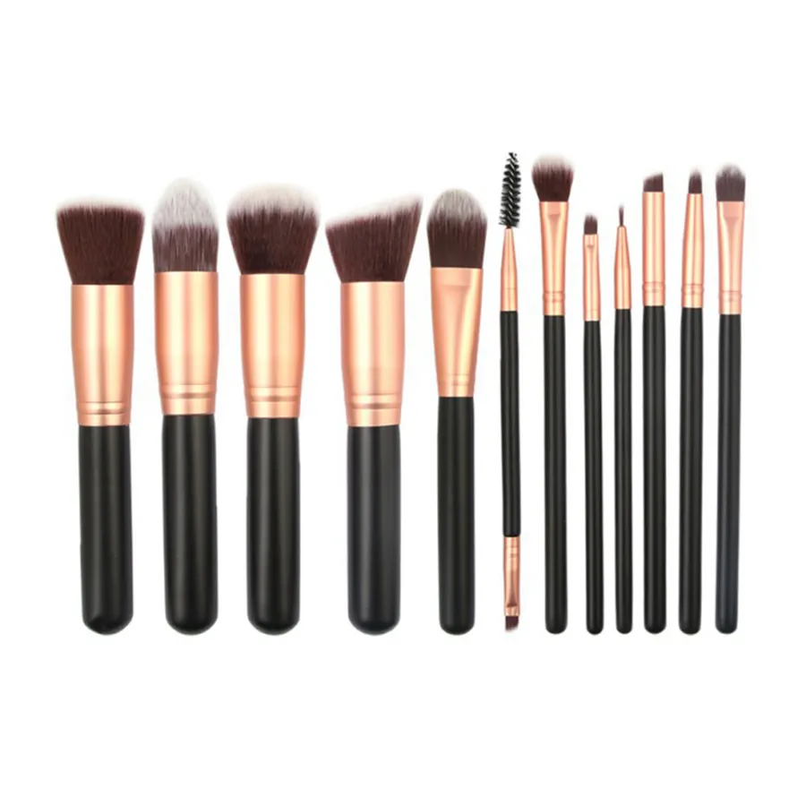 Houten Handvat Make-up Borstels Set Foundation Blush Eye Shadow Blending Cosmetische Borstels Make Up Tools 12pcs / Set RRA1012