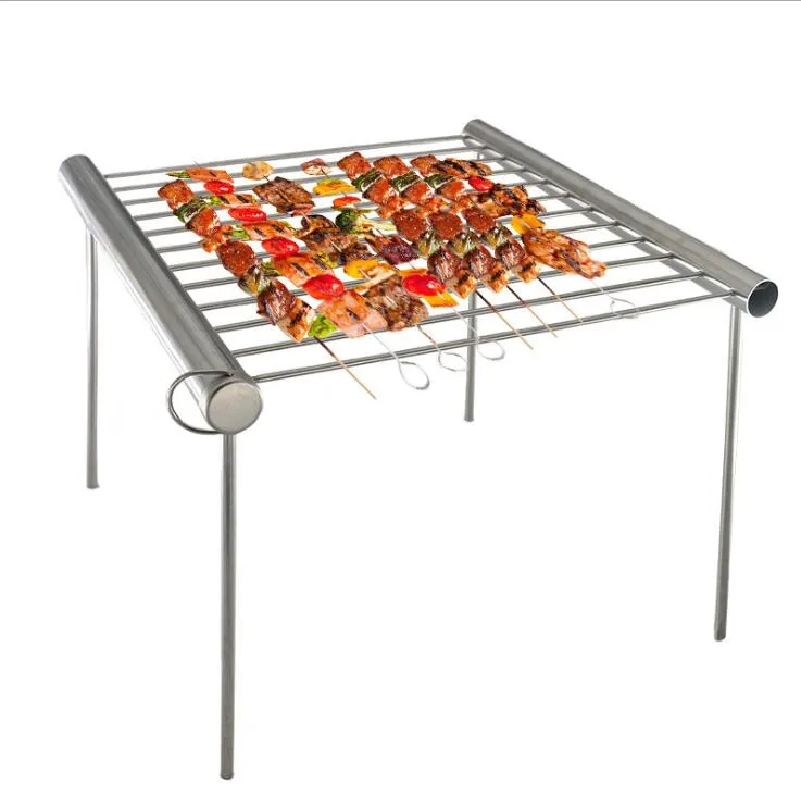 Draagbare roestvrijstalen BBQ Grill vouwen BBQ Grills Mini Pocket Barbecue Accessoires Home Park Gebruik krimpbare barbecue plank