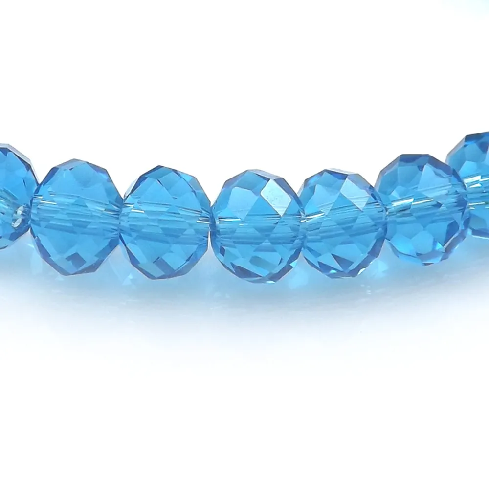 Bracciale con perline di cristallo sfaccettato blu lago da 8 mm per donna Braccialetti elastici stile semplice 20 pezzi / lotto Whole2539